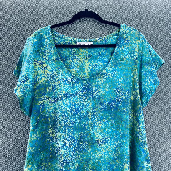 La Luna Loca Womens Loose Fit Blue Tie Dye 100% Rayon Midi Dress Pockets SizeXXL - Picture 2 of 9